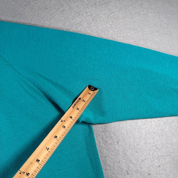 Vintage Fruit of the Loom Teal Turquoise Raglan Sweatshirt XL‎ CasualMade in USA - Picture 7 of 12